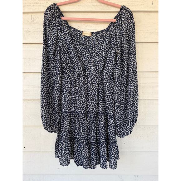 **ALTER'D STATE** Long Sleeved Prairie Boho Floral Print Navy Dress Women's XS - Picture 2 of 5